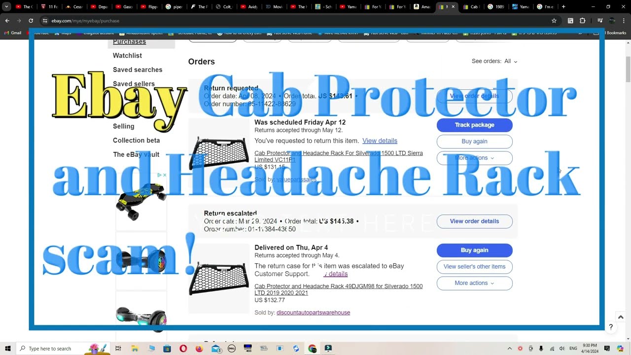 ebay Cab Protector and Headache Rack  scam