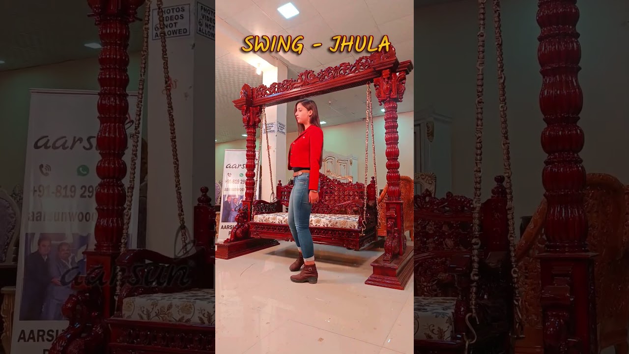 Indoor Wooden Jhula with Stand – Traditional Swing Design for Home