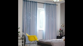 Curtains with Stars Romantic Blackout Window Curtains With Sheer for Living Room Bedroom