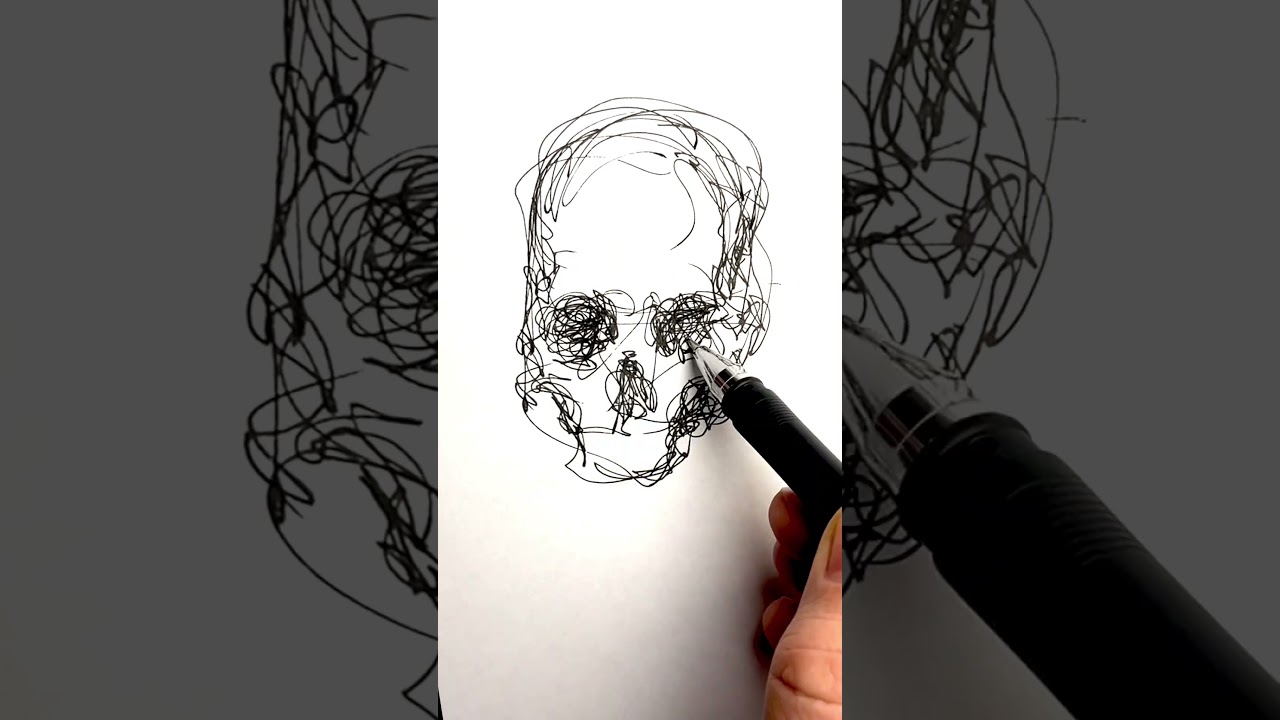 Scribble Skull Drawing | Fast Scribbling Art with Ballpoint Pen (ASMR) 
