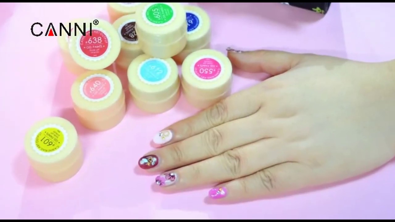 How to use CANNI Nail Art Gel Paints 5ml pots YouTube
