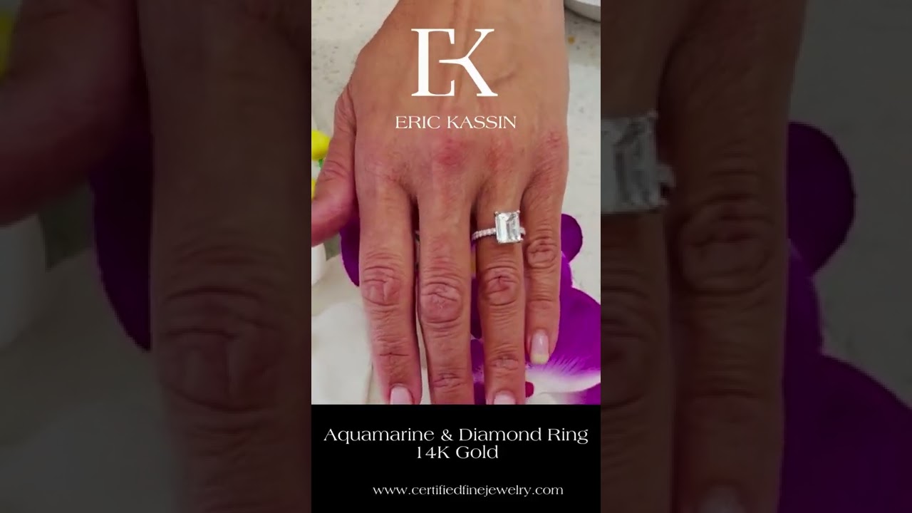 Aquamarine & Diamond Ring 14K Gold | Certified Fine Jewelry - Eric Kassin