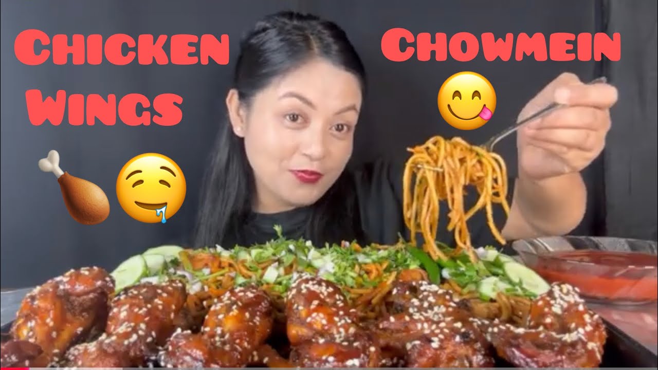 EXTREME SPICY Chicken Chowmein 🌶️🍝& Chicken Wings 🌶️🍗🔥 | Street Style Mukbang 🍗🔥