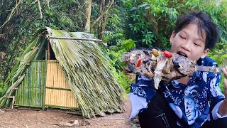 TIMELAPSE: Jungle Orphan Boy Building Bamboo Shelter - START to FINISH
