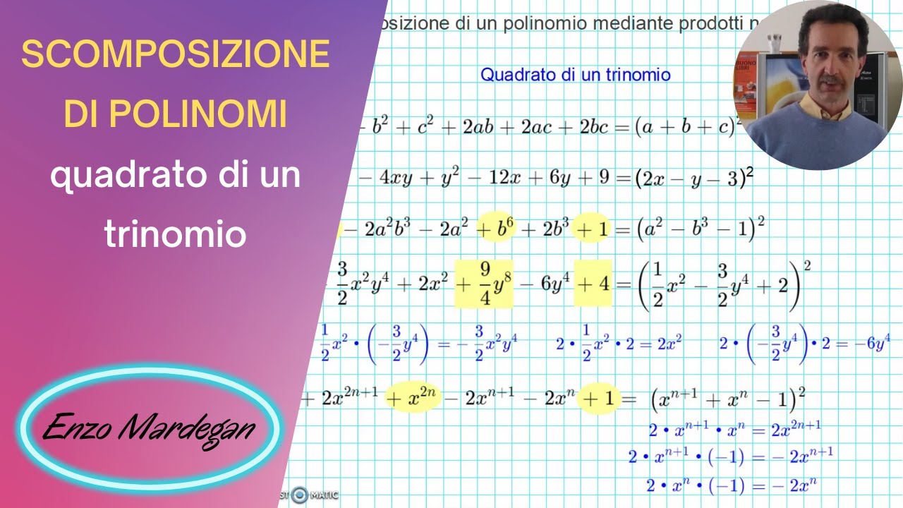 Scomposizione di polinomi: quadrato di un trinomio.