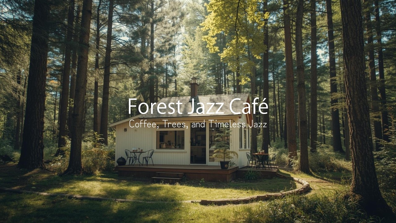 🌿 Summer Forest Café Ambience ☀️ Relaxing Jazz Music in Nature | Cozy Woodland Coffee Shop