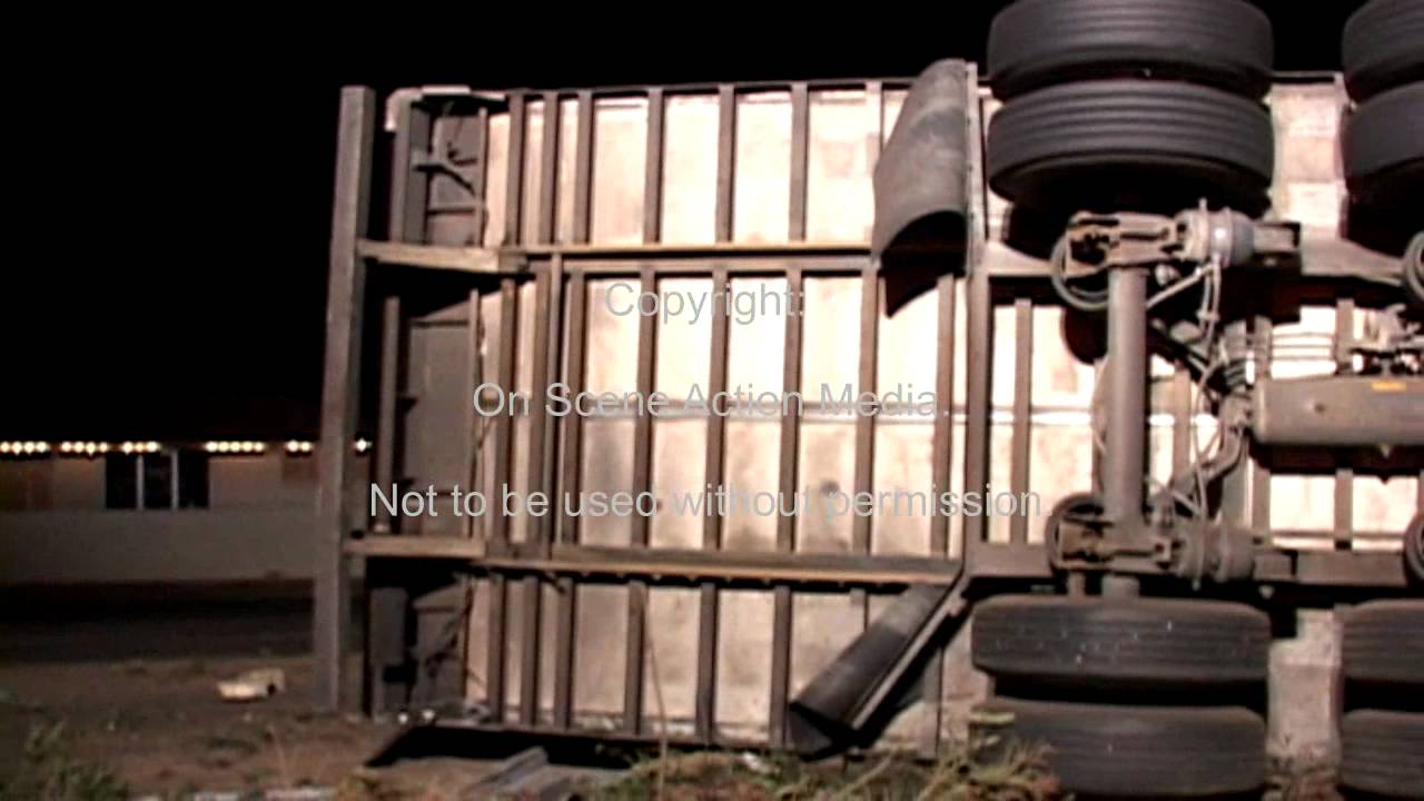 Overturned Big Rig on Hwy 99 S in Galt, CA. 10-1-2011 - YouTube