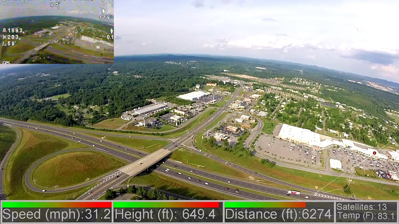DJI Phantom 2 - 2.5km with FPV and Telemetry Overlay