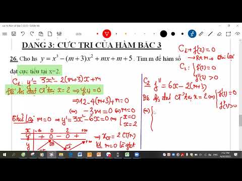Video Tìm m để hàm số đạt cực đại cực tiểu tại điểm cho trước - youtube