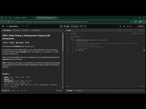 Day 119: Make String a Subsequence Using Cyclic Increments | LeetCode Daily Vibes