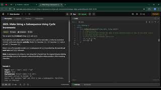 Day 119: Make String a Subsequence Using Cyclic Increments | LeetCode Daily Vibes