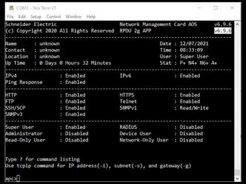 Reset APC NMC credentials via serial port