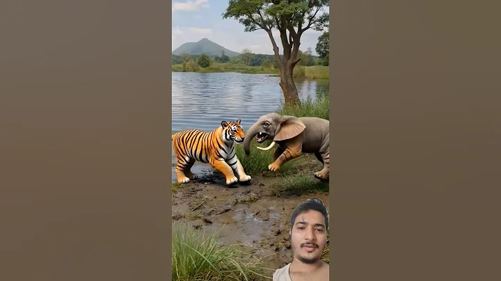 Baby Elephant vs Tiger #shortsfeed #shorts #animals #wildlife #elephant  #tiger #tigerspotted