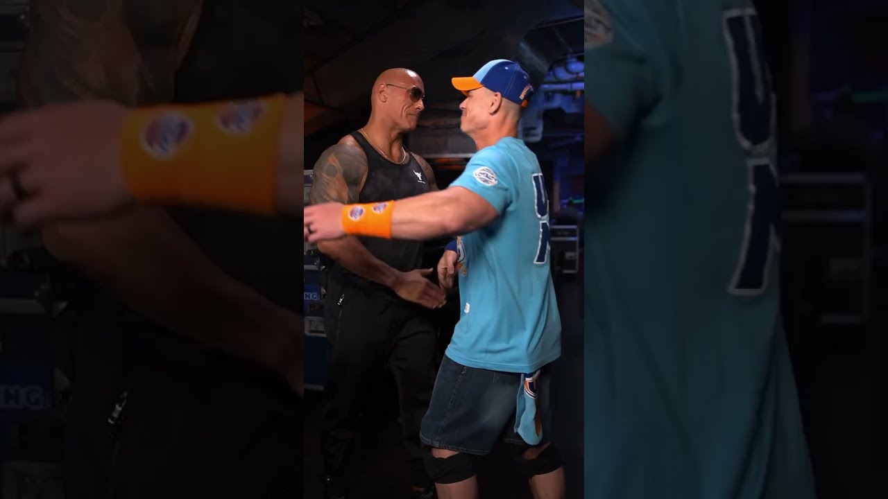 The Rock John Cena Reunite Backstage At SmackDown