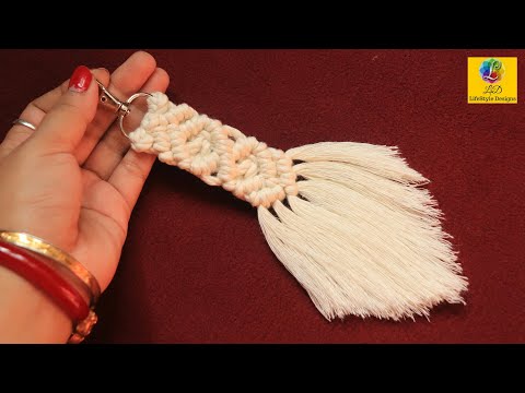 Macrame Keychain Tutorial for BEGINNERS! | DIY Macrame keychain #2