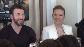 Marvel Captain America Press Conference With Chris Evans, Scarlett Johansson, Samuel L. Jackson