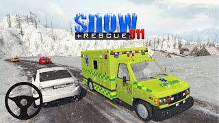 Lái xe ô tô cứu thương khẩn cấp 911 | Snow Rescue 911 | Trò chơi ANDROID & IOS screenshot 2