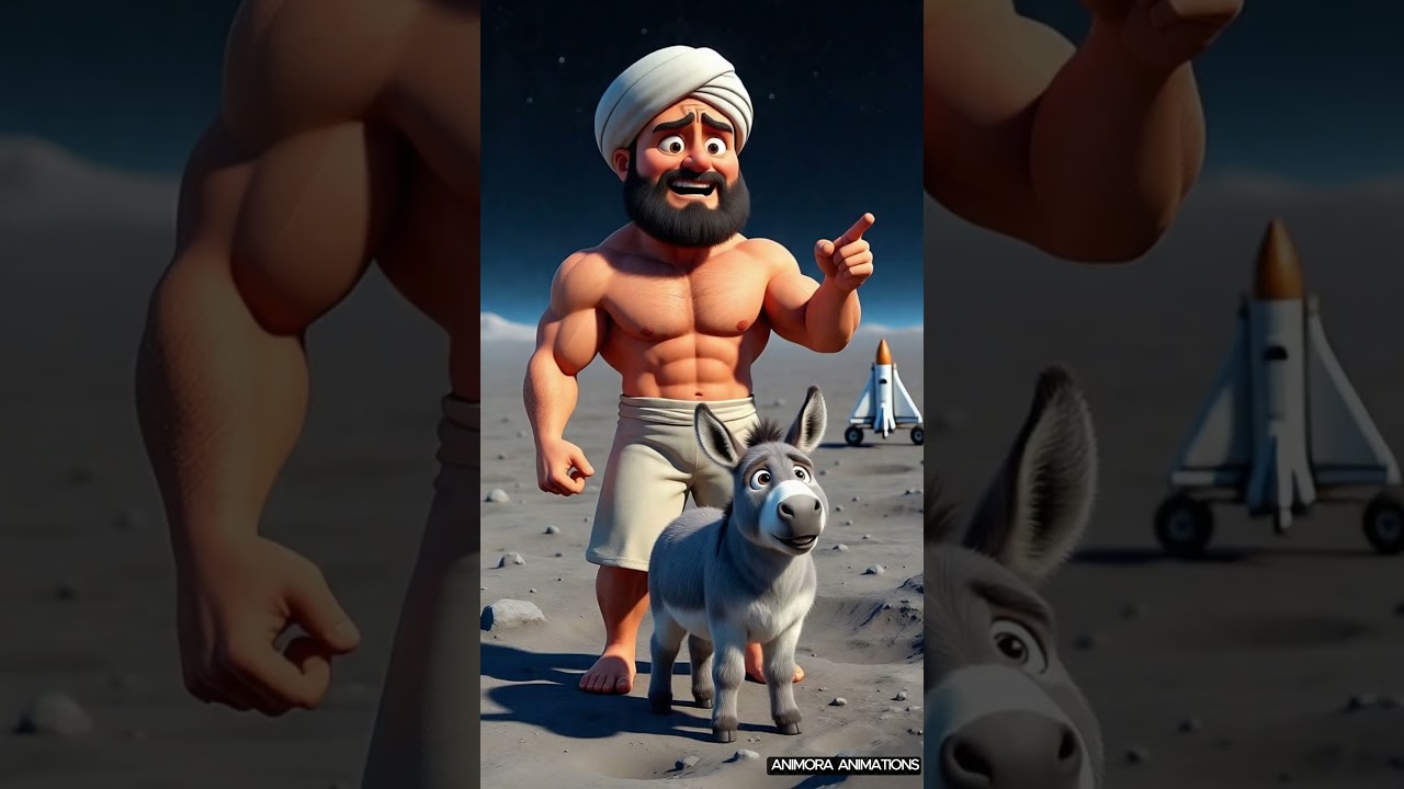 Farmer and Donkey Rocket Ride, Funny story for kids😂🚀🌕 | Shorts 