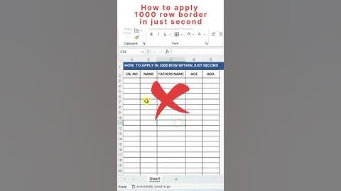 Tips & Tricks in Excel, 1000 cells border in just second