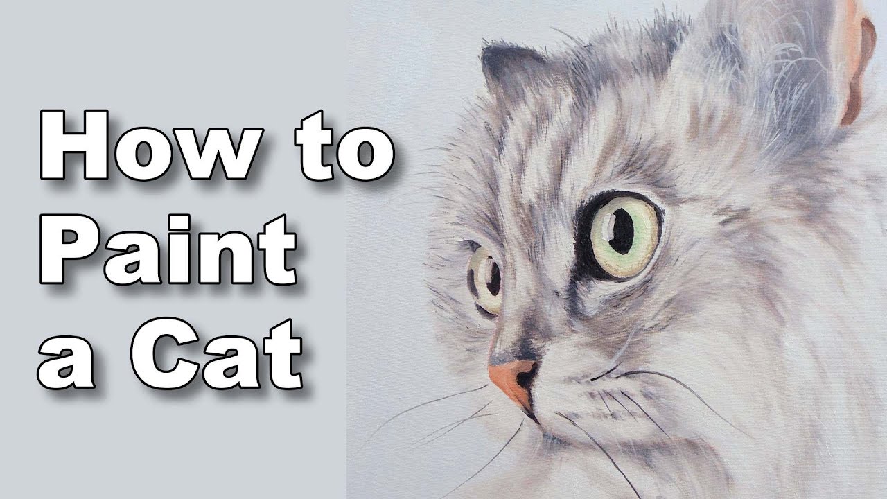 how to paint  a cat  in oil time lapse painting  tutorial 