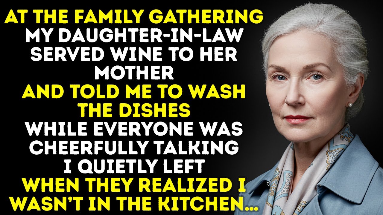 My Daughter-in-Law Poured Wine for Her Mother and Told Me to Wash the Dishes — So I Quietly Left