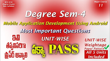 Degree Semester 4 - Mobile Application Development Using Android Most Important Questions UNIT-WISE