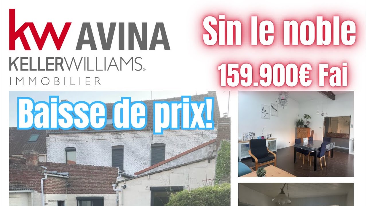 BAISSE DE PRIX, SIN LE NOBLE (Douai) 1930 large façade et grands volumes, 159.900€ HAI