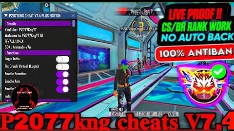 P2077KNG CHEAT V7.4 | ALL SERVER WORKING | OB50 UPDATE CS | BR RANK WARKING MOD MENU 100% SAFE V38