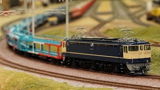 EF65 500とク5000 トリコロール HOゲージ 16番 EF65 1101 土崎色 + ク5000(トリコロールカラー) + ワキ