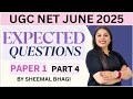 EXPECTED QUESTION SERIES Part 4 | UGC NET JUNE 2025 | Paper 1 | Sheemal Bhagi #ntaugcnet #ugcnet2025
