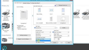 How to change printer default preference dual size, color or black white Ricoh MP6502