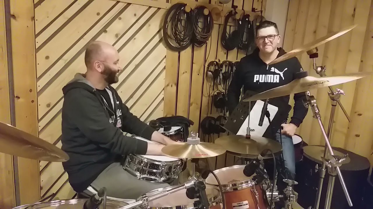 Sergio Ponti tracking drums in Corvin Recording Studio