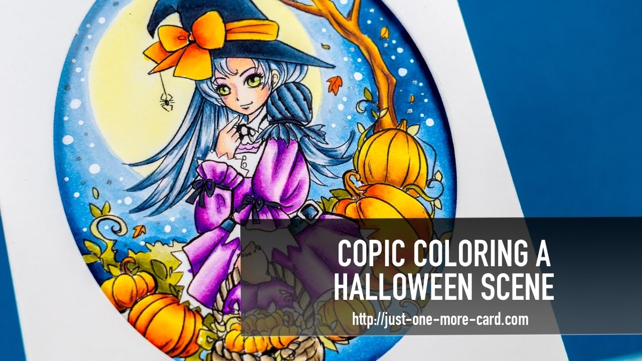 Copic Coloring a Halloween Scene - YouTube