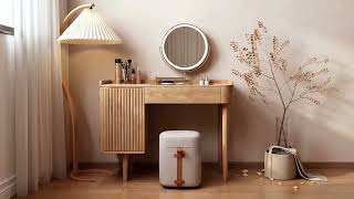 Minimal Wood Dressing Table with Lighted Mirror | Dream Bedroom Makeup Station screenshot 4