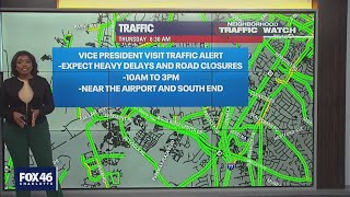 Traffic delays, closures expected near Charlotte airport, South End during VP Harris visit