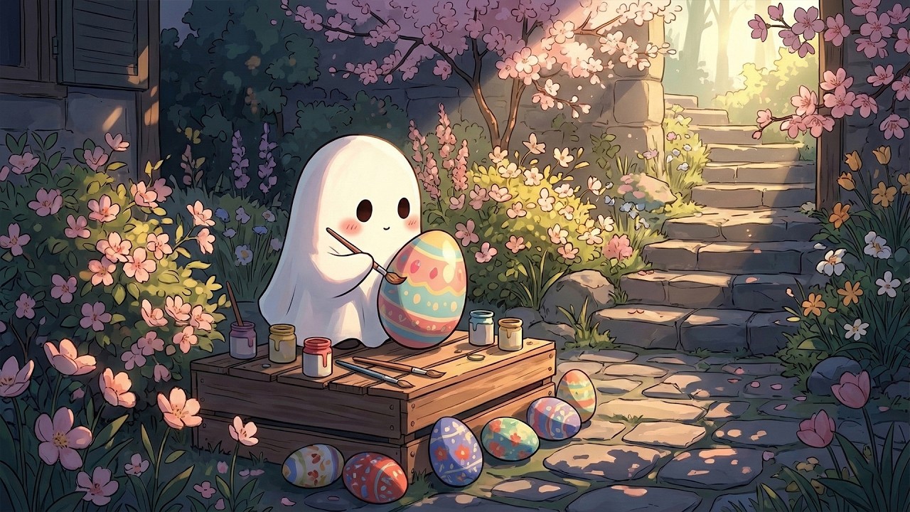 Ghostly Easter Painting 👻🥚 Cozy Spring Lofi ~ Chillhop Beats for Study, Reading🌸☀️