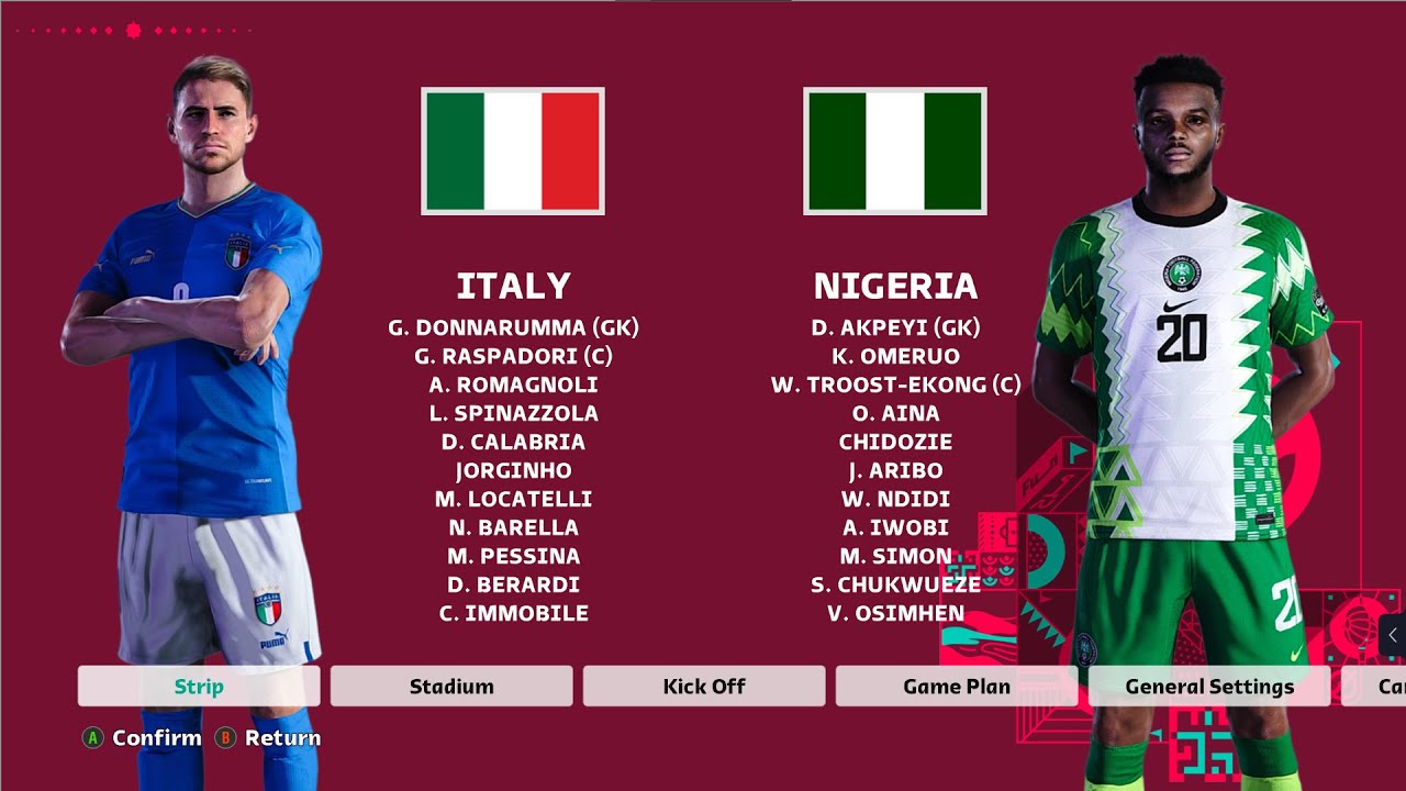 Italy vs Nigeria Alternative World Cup 2022! YouTube