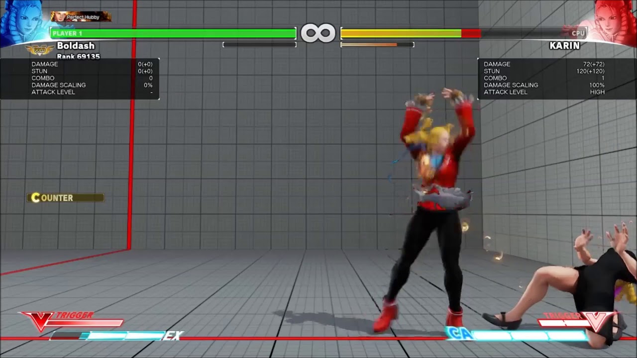 Karin CC 1 bar 2 combos into stun and KO (vs 900 HP 950 Stun)