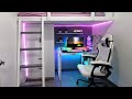 Diy  budget loft bed with gaming room setup   how to build it easy  space saving room