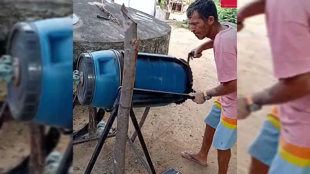 Preparando a ração das galinhas poedeiras 