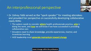Developing Collaborative Ready Practitioners for the Nutrition and Dietetics Profession