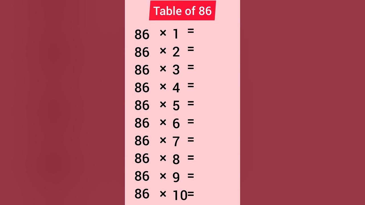 Table Of 86