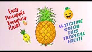 Easy Pineapple Drawing Hack 🍍Watch Me Colour This Tropical Fruit! Wealth