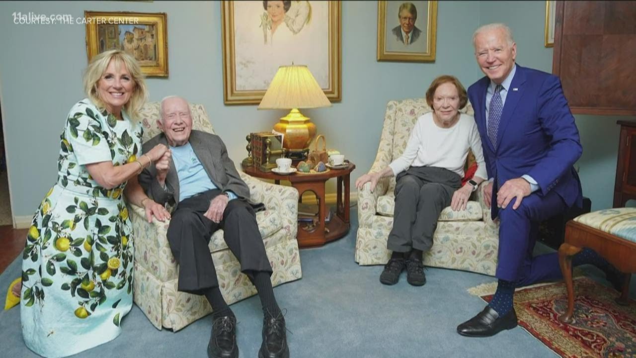 Smiling Jimmy Carter seen in photo from Biden visit