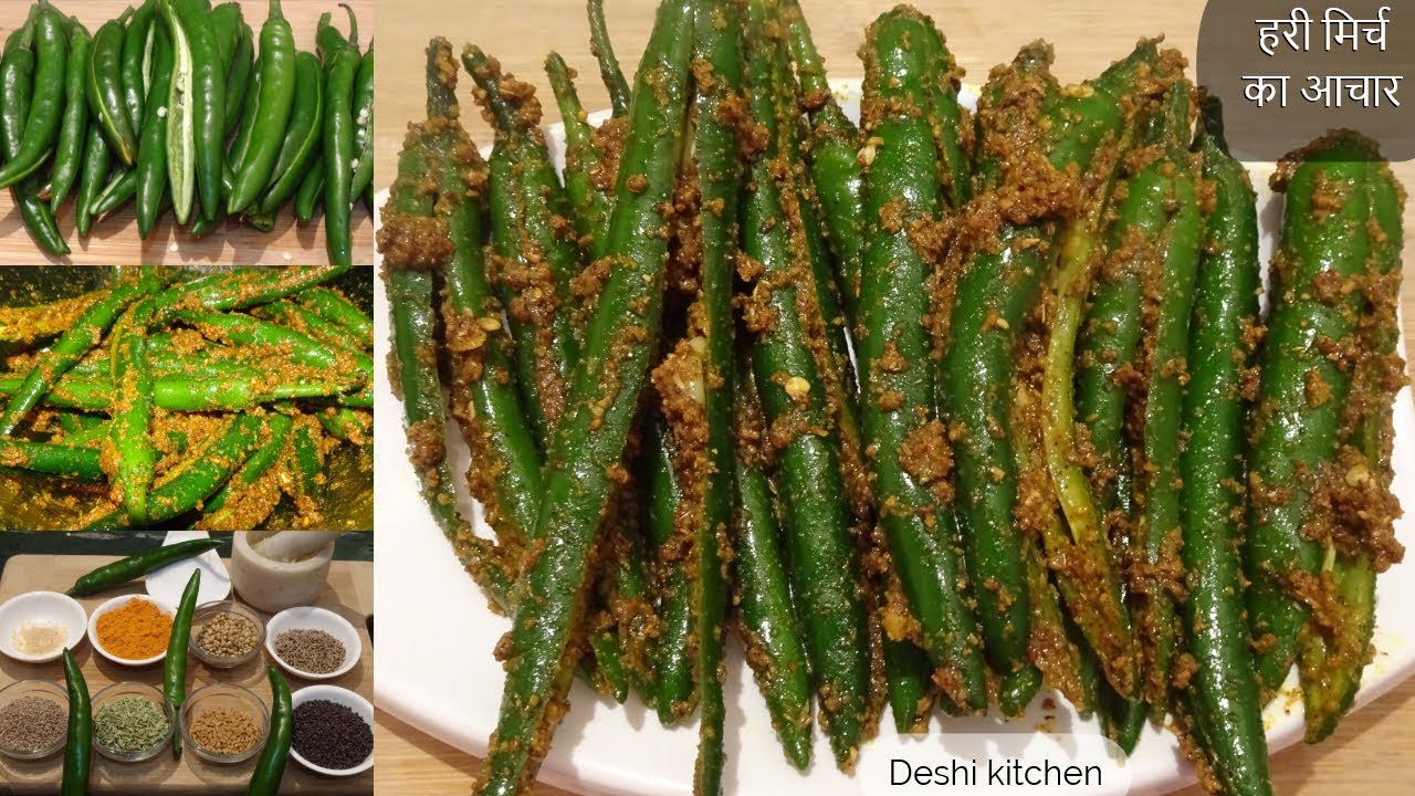 हरी मिर्च का अचार Green chili pickle recipe in hindiinstant green