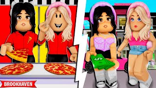 AS MENINAS que VENDIAM PIZZAS COMPRARAM uma CASA NOVA | Historinhas Brookhaven Roblox Bibi e Lud