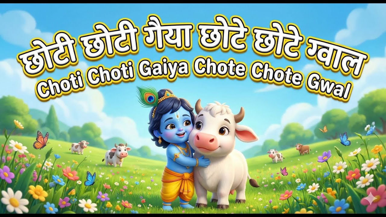 छोटी छोटी गैया छोटे छोटे ग्वाल | Cute Baby Krishna Song | Hindi Rhymes for Kids