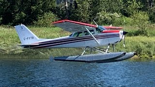 Cessna 172 seaplane departure! Buzzes kayakers! Courtenay Airpark