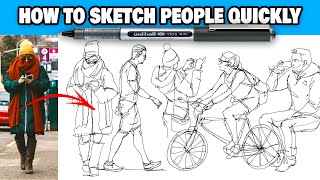 Sketching People Quickly  Loose Ink Pen Technique!