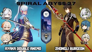 C0 Ayaka Double Anemo & C0 Zhongli Burgeon | 3.7 Spiral Abyss Floor 12 | Genshin Impact